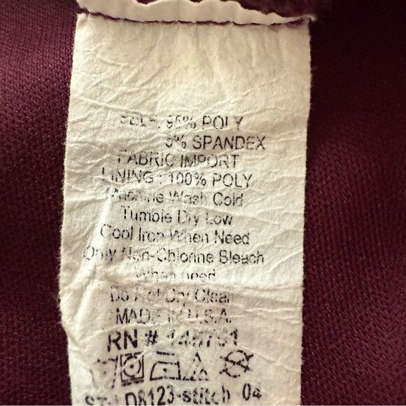 41 Hawthorn Burgundy Geometric Print Faux Wrap Tie Belt Dress size Small - Picture 6 of 7